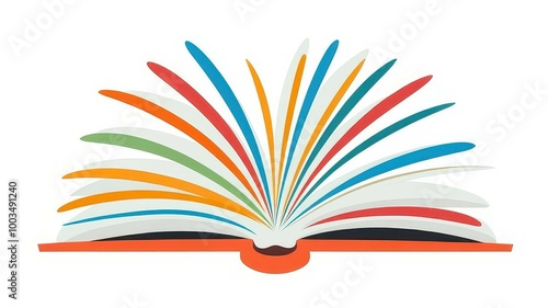 Colorful logo design for kids featuring an open book with vibrant pages, sparking imagination and a love for reading.