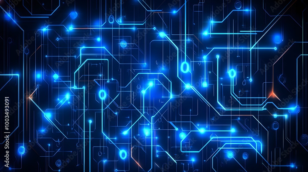 Abstract Blue Circuit Board Technology Background Abstract Blue Circuit Board Technology Background
