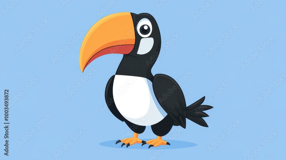 Naklejka premium Discover the joy of creating charming flatstyle hornbill illustrations with our easy, fun guide for all skill levels