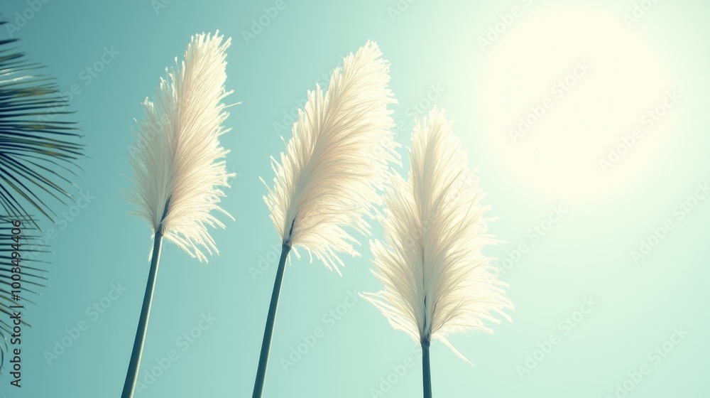 Elegant Pampas Grass Against Bright Sky Elegant Pampas Grass Against Bright Sky