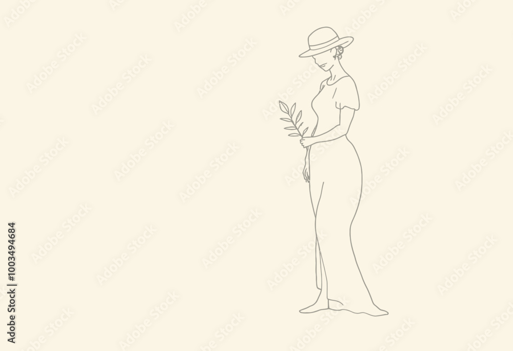 Elegant and Minimalist Line Art: Curvy Woman with Leaf, Symbolizing Nature and Growth. Digital Art Print for Home or Office. Elegant and Minimalist Line Art: Curvy Woman with Leaf, Symbolizing Nature and Growth. Digital Art Print for Home or Office.