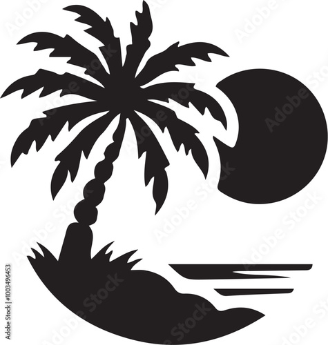 Coconut tree icon silhouette vector illustration 
