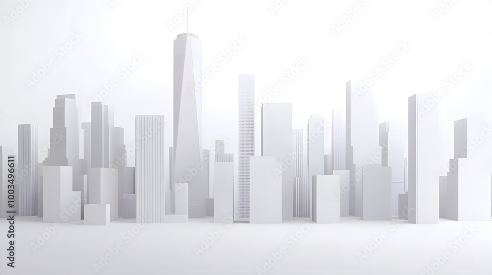Fototapeta premium Minimalist White Cityscape Modern Architecture