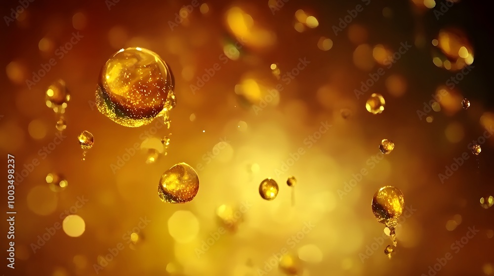 Golden Oil Drops Abstract Background Golden Oil Drops Abstract Background