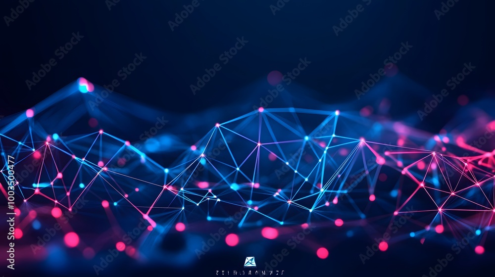 Obraz premium Abstract Blue and Red Network Connection Lines and Dots