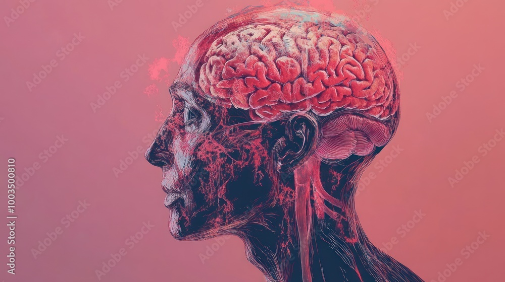 A stylized illustration of a human head showcasing the brain and neural pathways. A stylized illustration of a human head showcasing the brain and neural pathways.