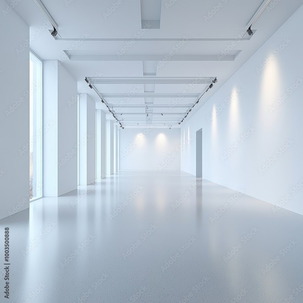 Empty white room with lights Empty white room with lights