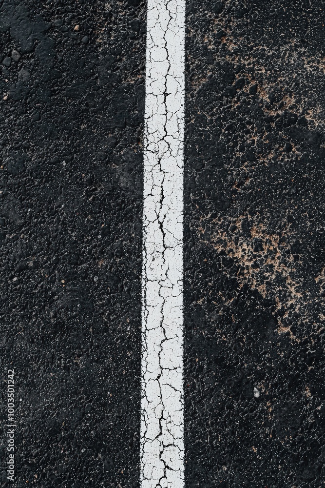 Fototapeta premium White line on black asphalt