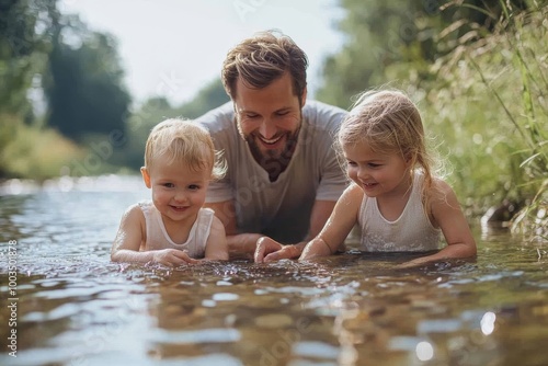 Young family with two children packing for holiday, Generative AI