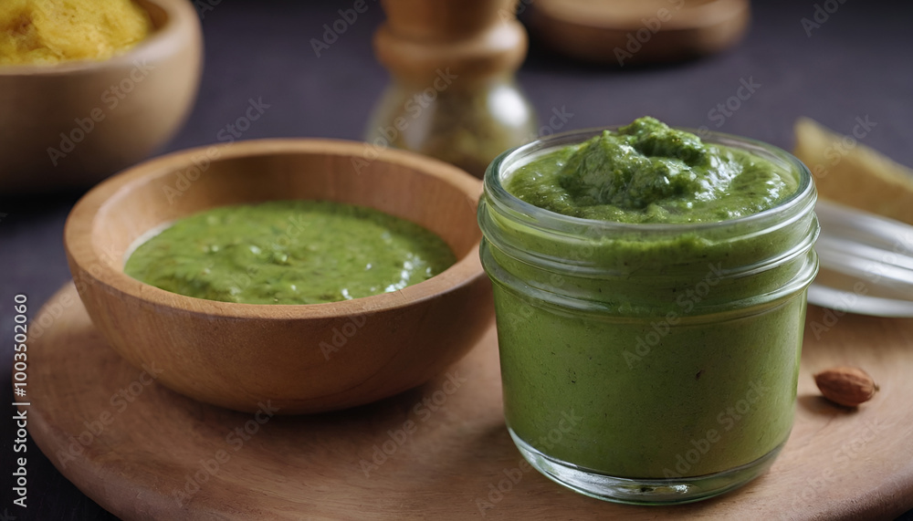 green chutney in a bowl green chutney in a bowl