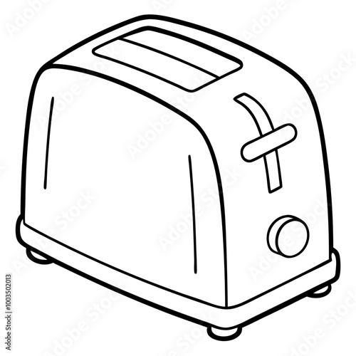 Classic Toaster Outline: A simple, yet iconic illustration of a classic toaster, perfect for minimalist kitchen design, cooking, or breakfast themed projects.  