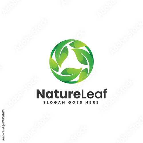 Vector Logo Illustration Leaf Gradient Colorful Style