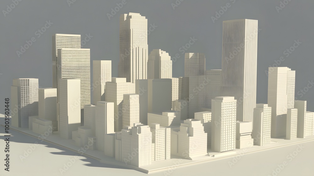 Naklejka premium White Minimalist Cityscape Model Architecture Buildings