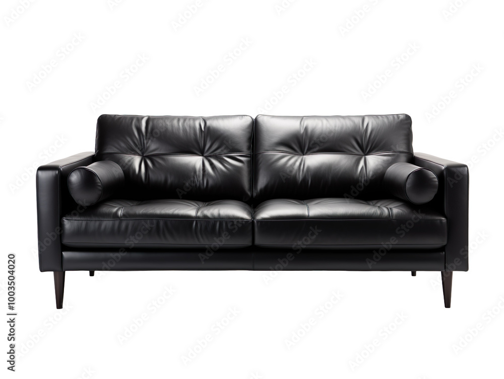 A black sofa isolated on transparent background A black sofa isolated on transparent background