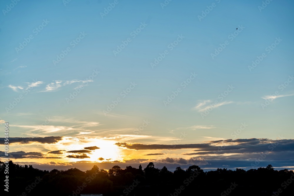 Sunset over the City of Chester in Chester, England, UK on a early Fall day