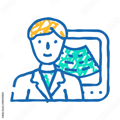 ultrasound medicine worker doodle icon sketch vector. ultrasound medicine worker sign. isolated symbol illustration