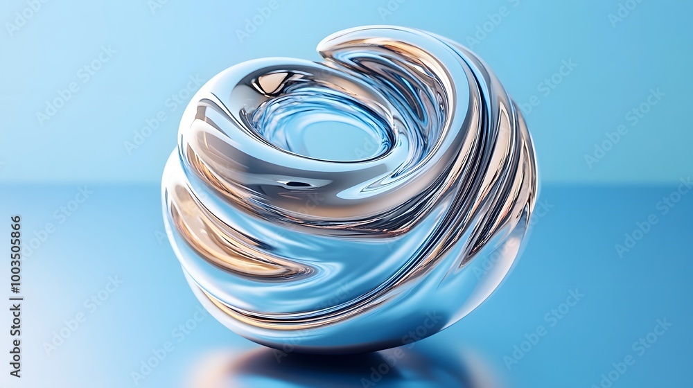 Abstract 3d graphic object on cold blue background. Abstract 3d graphic object on cold blue background.