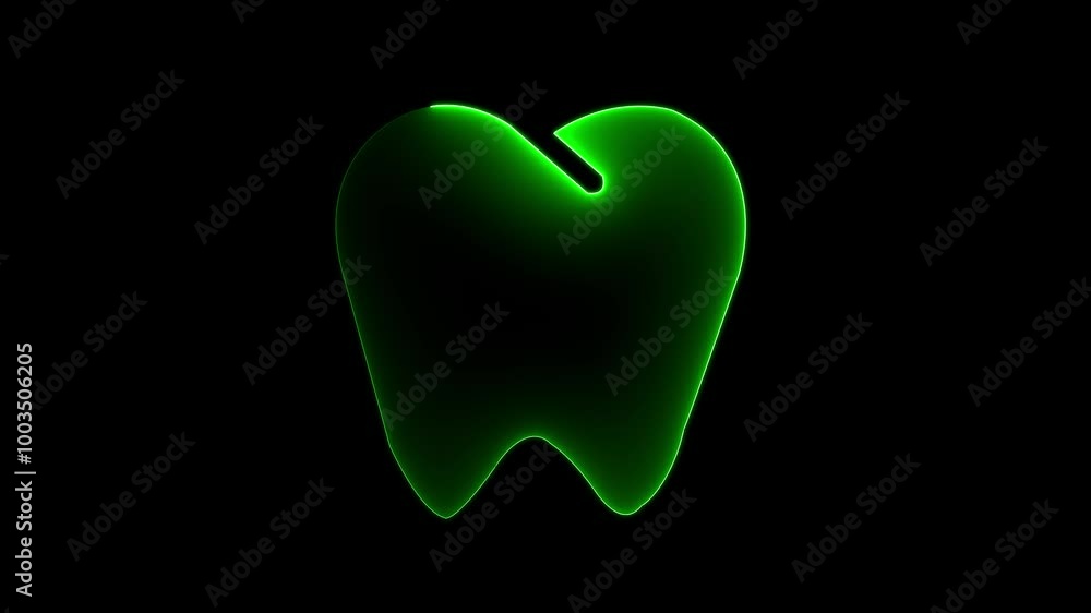 Teeth animation by green color neon on black background. Teeth animation by green color neon on black background.