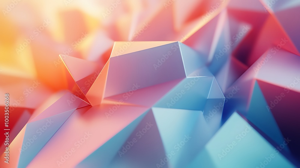 A close-up shot of an abstract pattern made up of bright pink, red, and blue geometric shapes. A close-up shot of an abstract pattern made up of bright pink, red, and blue geometric shapes.