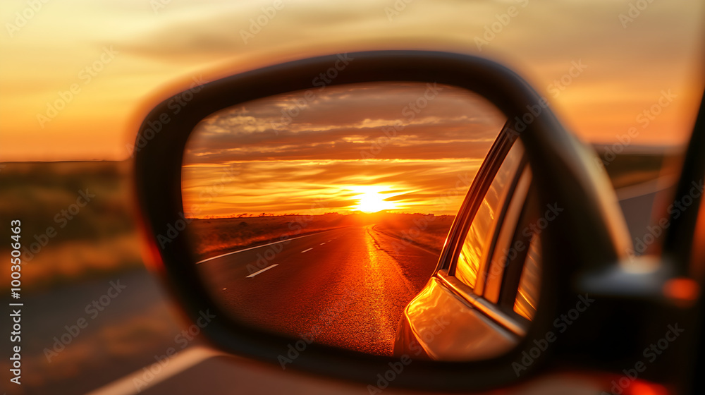 Sunset Reflected in a Cars Rearview Mirror Sunset Reflected in a Cars Rearview Mirror