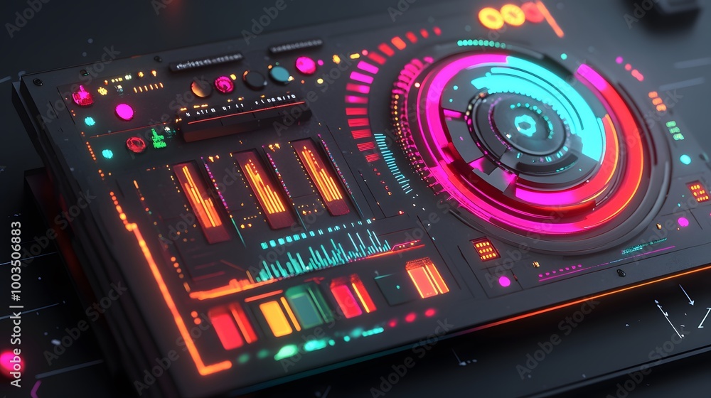 Obraz premium Futuristic Interface with Glowing Neon Lights