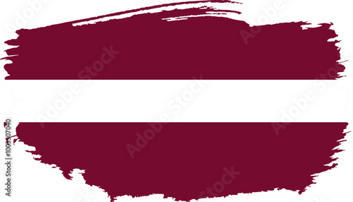 Hand drawn brush stroke flag of Latvia illustration on white background