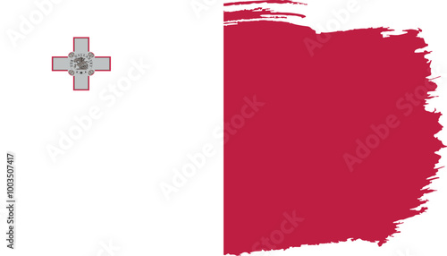 Hand drawn brush stroke flag of Malta illustration on white background