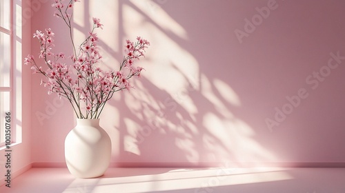 Soft Pink Floral Arrangement in Minimalist Setting