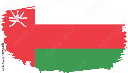 Hand drawn brush stroke flag of Oman illustration on white background