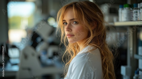 Wallpaper Mural Research scientist in a laboratory examining samples during daylight hours in a modern facility Torontodigital.ca