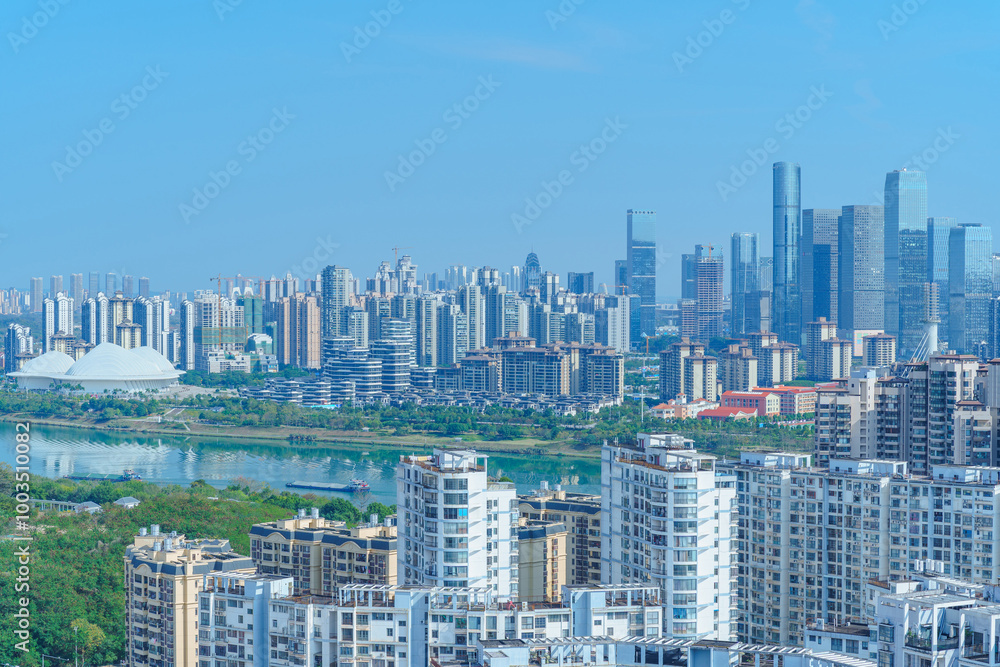 Naklejka premium Modern urban skyscrapers in Nanning