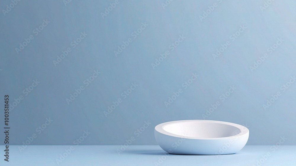 Simple White Bowl on Blue Background Simple White Bowl on Blue Background