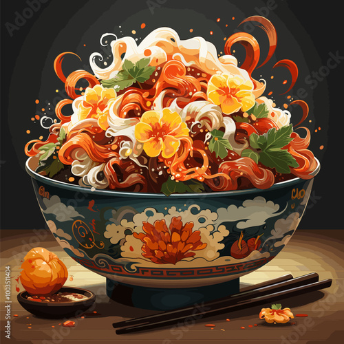 Floral Noodle Bowl