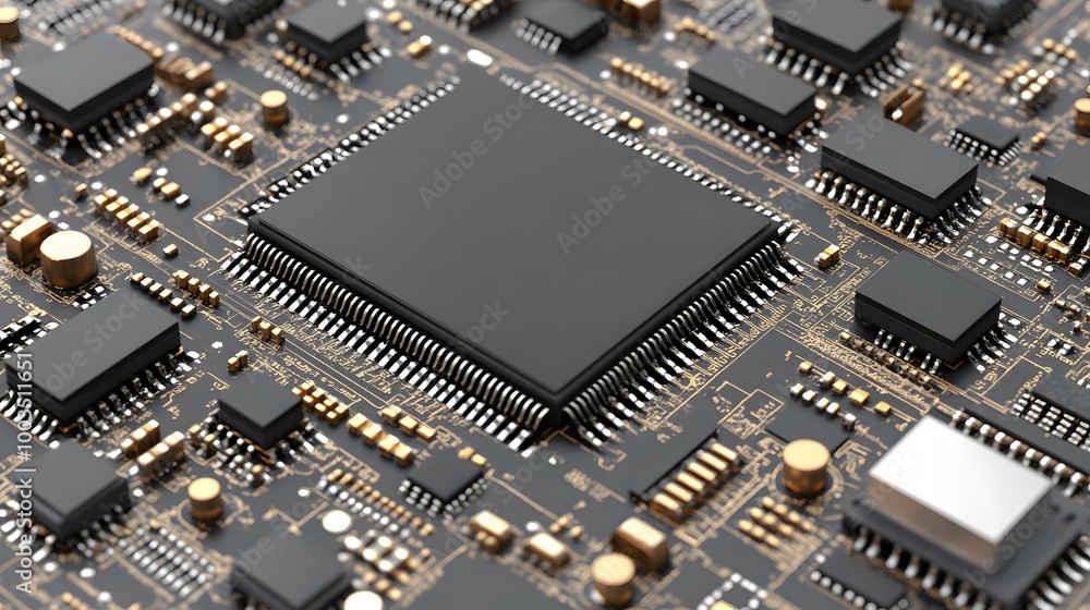 Circuit Board with Microchip Technology Concept Circuit Board with Microchip Technology Concept