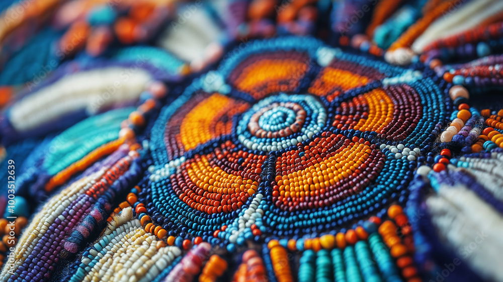 Native Beadwork Art, featuring intricate beadwork, with copy space, American Indian Heritage Day Native Beadwork Art, featuring intricate beadwork, with copy space, American Indian Heritage Day