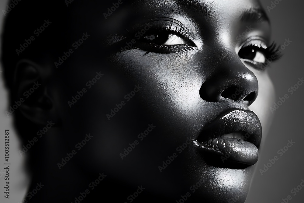 Black and White Portrait Photo of a Woman's Face with Makeup Black and White Portrait Photo of a Woman's Face with Makeup