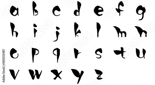アルファベット・小文字のセット/手書きの筆文字素材