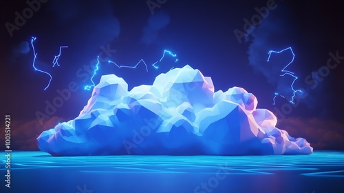 A low poly vector background featuring a storm cloud photo