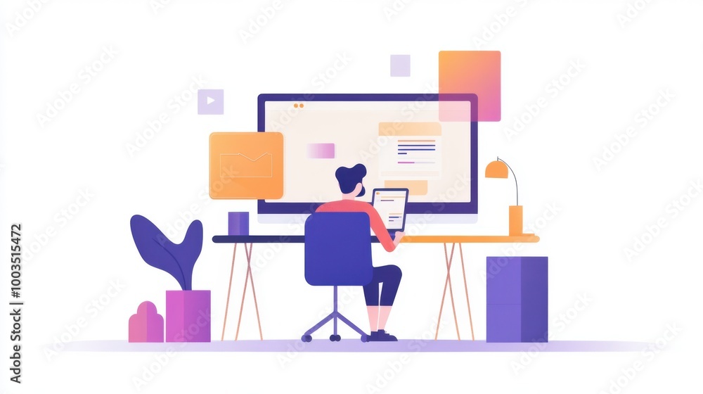 A person designing a sleek, minimalistic online portfolio that loads quickly and highlights their A person designing a sleek, minimalistic online portfolio that loads quickly and highlights their