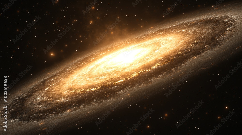 Fototapeta premium Cosmic scene with massive black hole at center, surrounded by swirling galaxies and distant stars, symbolizing the mysterious and powerful nature of black hole theory.