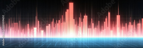 Wallpaper Mural Abstract digital cityscape with glowing red and blue lights. Torontodigital.ca