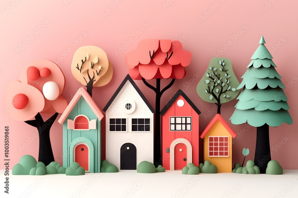 Cozy winter house with a featuring a welcoming door and windows under a bright sky, ideal for a family holiday illustration Cozy winter house with a featuring a welcoming door and windows under a bright sky, ideal for a family holiday illustration