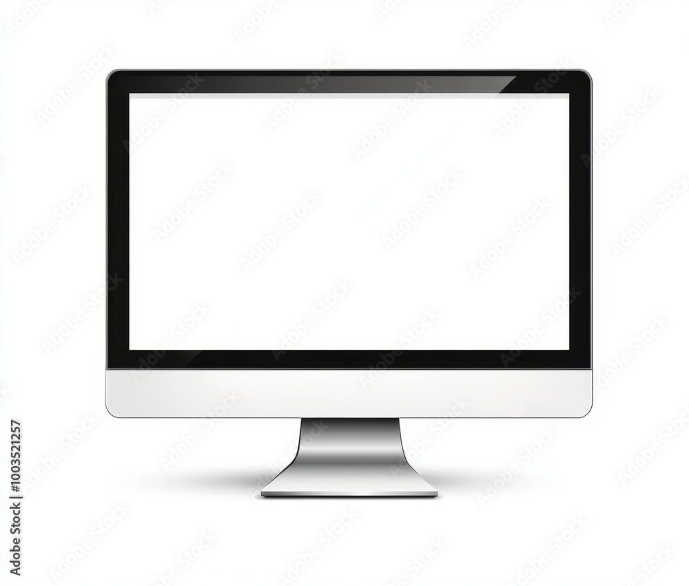 Modern computer monitor with blank white screen isolated on white background. Modern computer monitor with blank white screen isolated on white background.