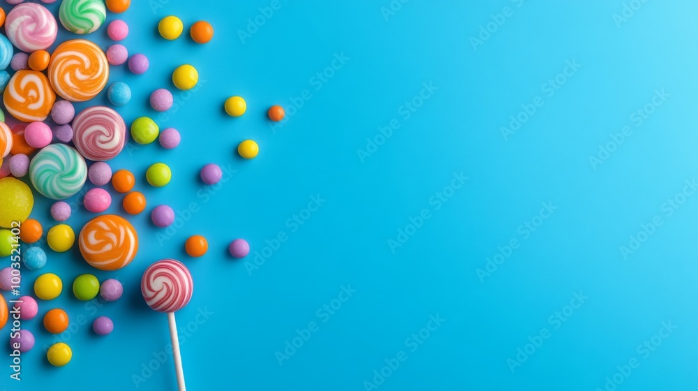 Obraz premium Colorful Candy Collection on Blue Background