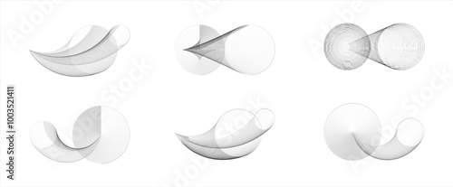 Vector illustration, harmonious line circles in space, echoes, loops waves, and doppler propagation, elements in a fluid, balanced way.