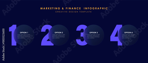 Glass morphism business infographic template. Four step vector illustration with big numbers