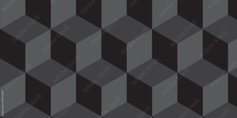 Seamless dark black geometric cube creative concept triangle overlapping overlap square technology background. geometric digital cubes fabric and wallpaper grid block texture background. Seamless dark black geometric cube creative concept triangle overlapping overlap square technology background. geometric digital cubes fabric and wallpaper grid block texture background.