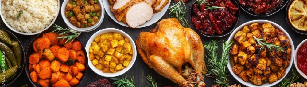 Vibrant Thanksgiving Feast with Variety of Dishes Vibrant Thanksgiving Feast with Variety of Dishes