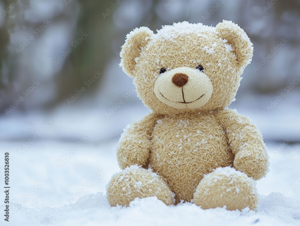 teddy bear on snow background - ai teddy bear on snow background - ai