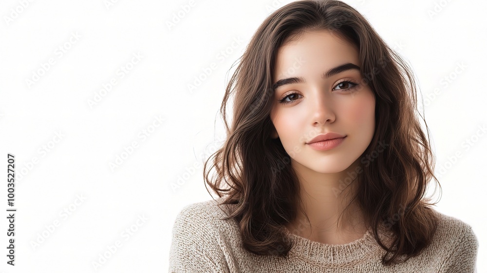 Natural Portrait of a Young Woman with Soft Features Natural Portrait of a Young Woman with Soft Features